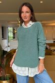 Made in Italy Conrad Body Skim Knit Jumper Sage Marl 